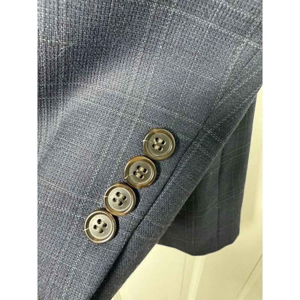 Brooks Brothers Regent E Thomas Full Canvas Sport Coat Blazer Navy Plaid 42S